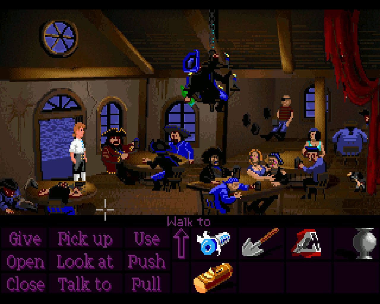 Guybrush Threepwood meets his first pirates in The Secret of Monkey Island.